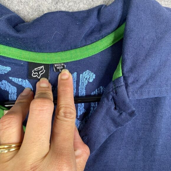 Fox Racing Polo Shirt Mens Large Stripe Outdoor Casual Biking Activewear - Picture 8 of 11